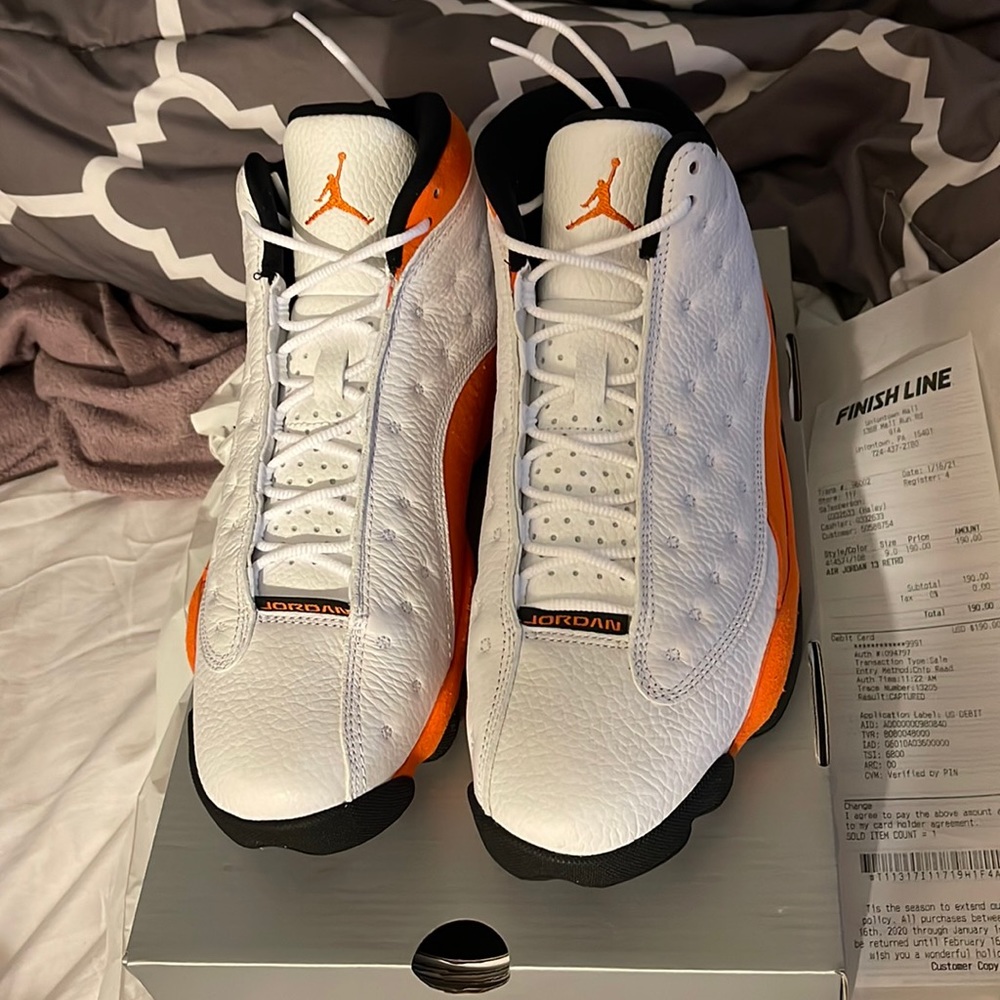 Air Jordan 13 Retro 414571108  orange and white mens 9